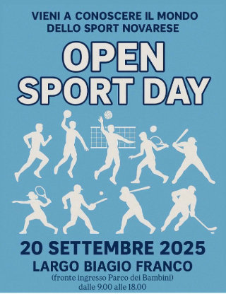 Novara - Il 20 settembre l’Open Sport Day in Largo Biagio Franco